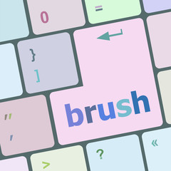 Poster - button with brush word on computer keyboard keys