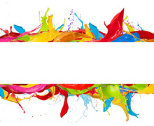 Abstract Color Splashes On White Background