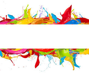 Poster - Abstract color splashes on white background