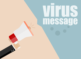 flat design business concept. virus message. Digital marketing business man holding megaphone for website and promotion banners.