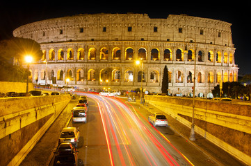 Poster - Night view of Colosseum, Rome