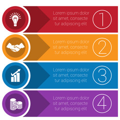 Templates infographics from strips for four positions.