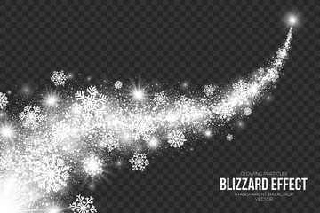 Wall Mural - snow blizzard effect on transparent background vector illustration. abstract bright white shimmer gl