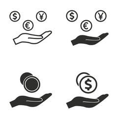 Cash on hand icon set.