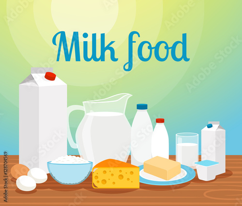 Milk Food Vector Banner Design With Cheese Butter And Eggs Buy