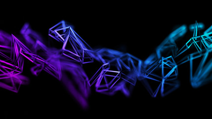 Poster - abstract 3d rendering of chaotic plexus surface. contemporary background with futuristic polygonal s