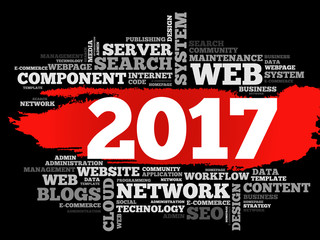 Poster - 2017 Technology word cloud, business concept background