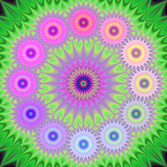 Poster - Multicolored fractal mandala background