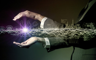 Fototapete - business and communication network concept
