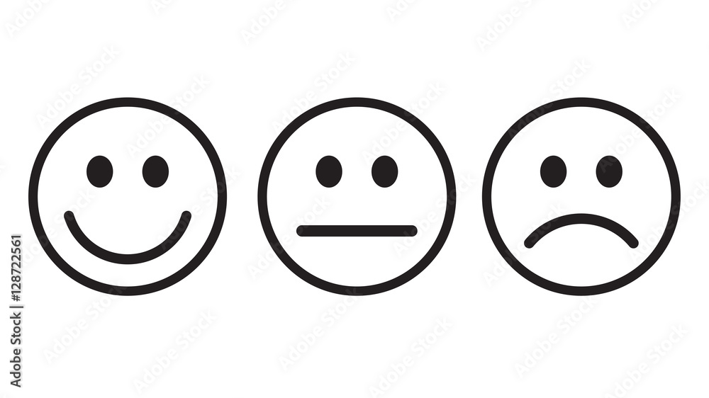 Smiley Ruhig Stock-Vektorgrafik „Smiley icon outline set vector“ | Adobe Stock