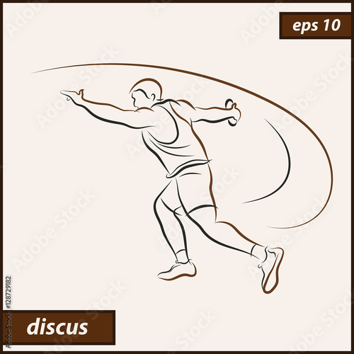 Vector illustration. Illustration shows a athlete throwing disc. Sport