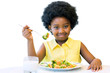 © karelnoppe - Little black girl eating healthy vegetable meal.