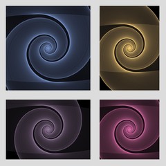 Poster - Fractal spiral page background design set