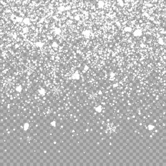 Wall Mural - isolated christmas falling snow overlay on transparent background. snowflakes storm layer. snow patt