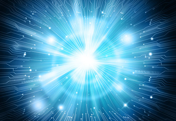 Wall Mural - blue technology background and abstract digital tech circle.