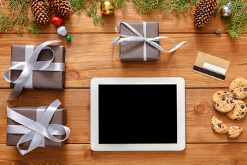 Fototapete - Christmas online shopping background