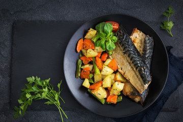 Sticker - roasted mackerel and vegetables