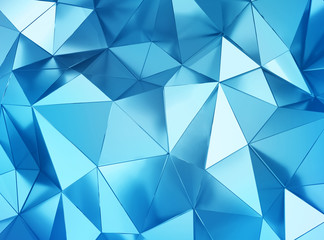 Wall Mural - Geometric three dimensional metal blue background