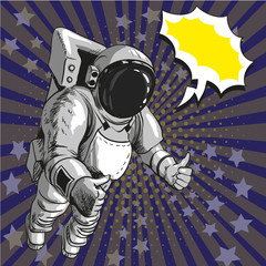 vector illustration of astronaut in outer space, pop art style
