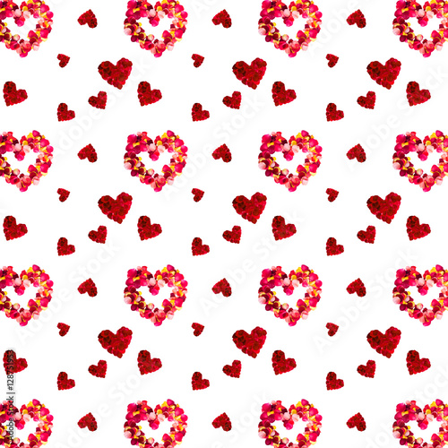 repeating patterns of red hearts rose petals  for Valentine's Da