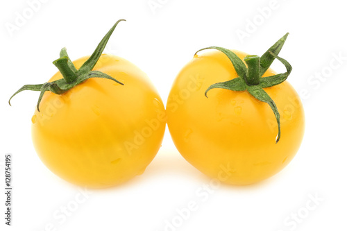 Fotografie, Tablou  fresh dutch yellow tasty tom tomatoes on a white background