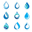 set of abstract blue water drops symbols, logo template
