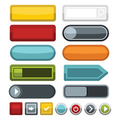Poster - Blank color web buttons icons set. Flat illustration of 16 blank color buttons vector icons for web