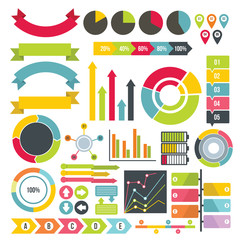 Poster - Infographic design parts icons set. Flat illustration of 16 infographic design parts vector icons for web