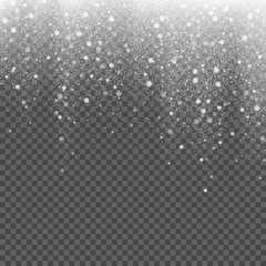 Falling snow on a transparent background. Vector illustration