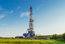 Land Oil Drilling Rig Blue Sky