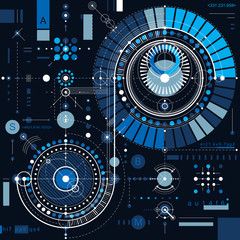 Poster - Future technology vector drawing, industrial wallpaper. Graphic