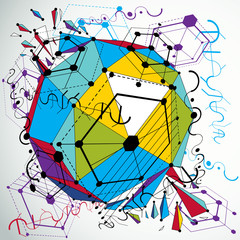 Poster - Geometric Bauhaus 3d vector colorful background with low poly ab