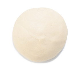 Wall Mural - Ball of raw dough isolated on white background. Top view.