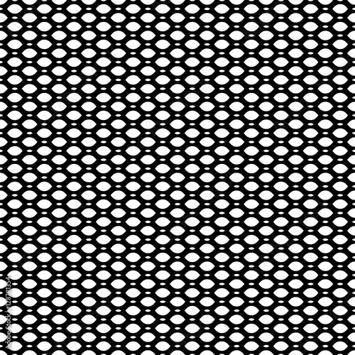 Cuadros en Lienzo Vector monochrome seamless pattern, simple black & white geometric texture, illustration on mesh, lattice, tissue structure