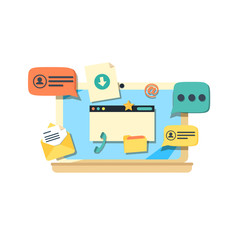 Fototapete - Online communication. Laptop with chat web