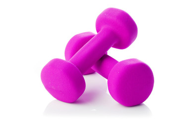 Wall Mural - Two dumbbells on a white background