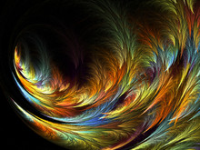 Abstract Fractal Computer-generated Image. Background With The Of Multi-colored Feathers