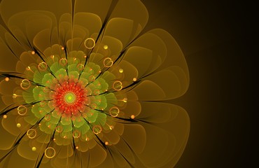 Aufkleber - abstract yellow fractal flower computer generated image, background for text labels