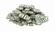 big pile of money american dollar bills without shadow 3d
