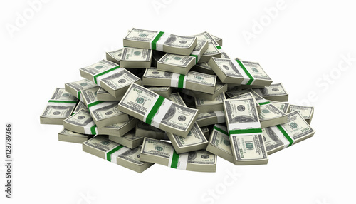 Fotografía big pile of money american dollar bills without shadow 3d