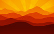 © moonrun - roter grafischer sonnenuntergang mit bergen red graphical sunset
