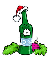 Wall Mural - Christmas drink champagne celebration bottle cartoon illustration isolated image 