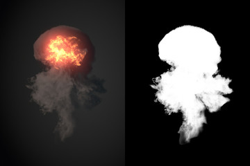 Aufkleber - Explosion with black smoke in dark 3d rendering plus alpha channel