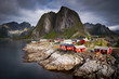 Traditional Norwegian Fisherman's Cabins Rorbuer, on the Island