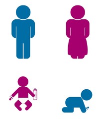 Sticker - Parents et enfants en 4 icônes