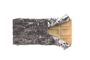 Wall Mural - Chocolate bar on white background