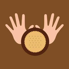 Sticker - hand and cookie dessert icon vector illustration eps 10