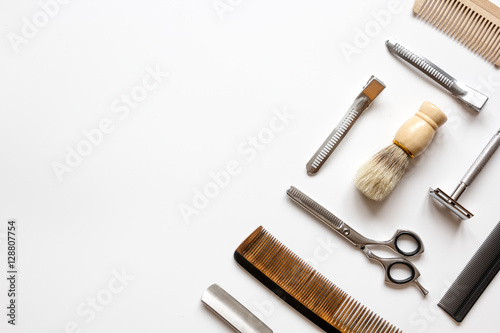 Fotografie, Obraz Instruments male hairdresser barbershop top view