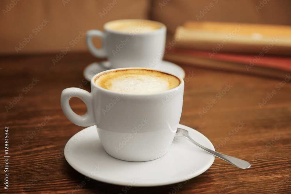 Cup of coffee on table