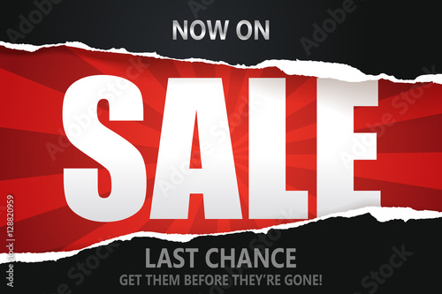 Fotografie, Obraz Ripped paper of sale banner. Sale and discounts